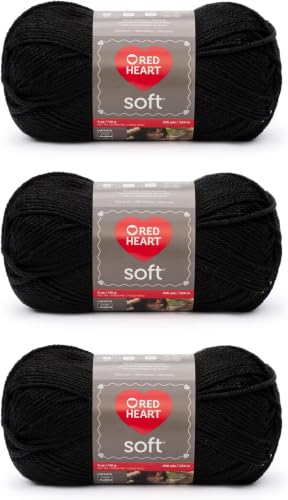 Image of Red Heart Soft Black Yarn of 141g /5oz - Acrylic - 4 Medium (Worsted) - 256 Yards - Knitting /Crochet (Pack of 24)