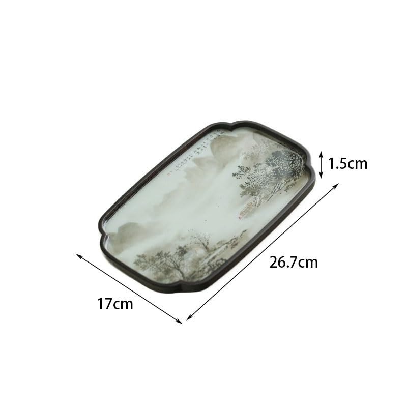 Bandeja para Servir Water Village, Bandeja de té Hecha a Mano, pequeña Bandeja Retro para Tetera Seca de Estilo Chino, Bandeja de Almacenamiento para Accesorios de Juego de té, bandejas para Comer en