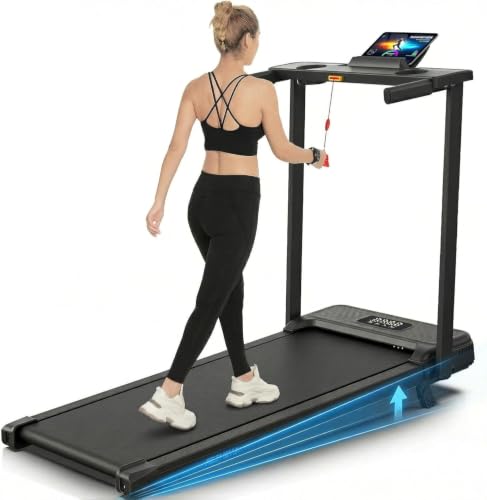 Image of FUNMILY 3.5HP Walking Pad Incline Treadmill with Desk & Handle Bar, Heavy Duty 350 lbs Weight Capacity Portable Treadmill for Home and Office, Remote Control & LED Display