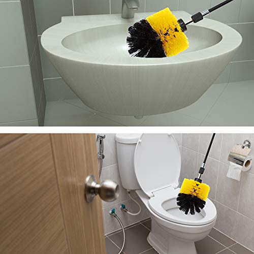Image of 5pcs Drill Brush Attachment Set -Drill Brush Cleaning Brushes Set Power Scrubber Brush for Cleaning with Extend Attachment Drilling Brushes for Grout, Floor, Tub, Tile, Shower,Kitchen