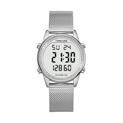 TIMEURE Women's Crystal Pedometer Watch