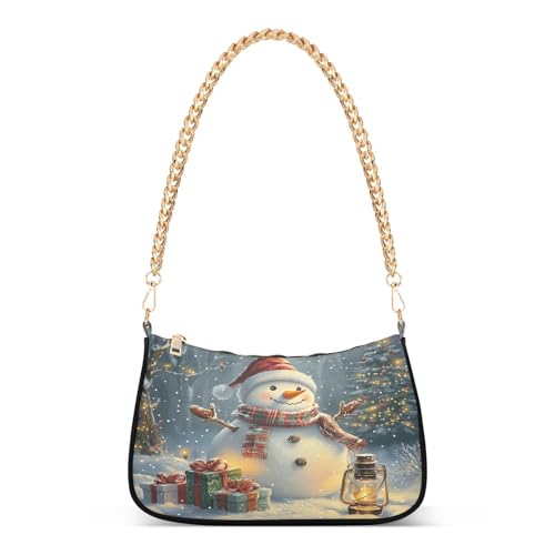 Shoulder Bags for Women Cute Snowman Tote HandBag Shoulder Bags purse with Chain Zipper Closure