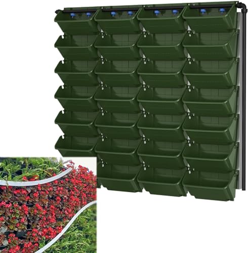 Cool Wellすいこう栽培 タワー ウォールグリーン 植木鉢 壁掛けプランター 壁面緑化 プラスチック製 水耕栽培 組立式 インテリア栽培 ハンギングプランター 観葉植物 野菜栽培 花 多肉植物 豆苗プランター 室内室外 垂直緑化 18枚セット (グリーン)