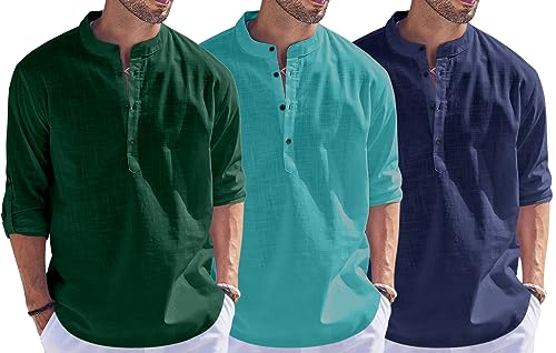 Image of Combo of Men Solid Cotton Blend Straight Kurta Shirt Pack of 3