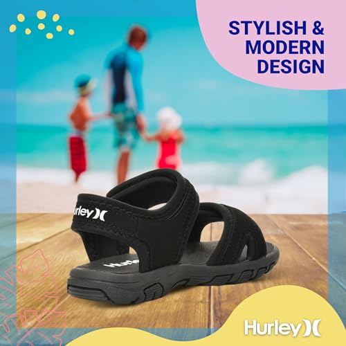 Image of Hurley Loni Toddlers and kids Water Shoes, Beach Essentials, Girls and Boys Open Toe Sandals, Lightweight, Breathable and Two Adjustable Straps