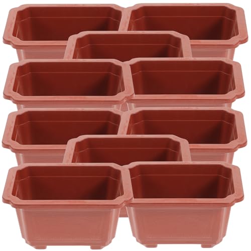 SHINEOFI 10pcs Thickened Plastic Planter Pots Household Vegetable Planting Pots Balcony Garden Flower Boxes Large Size 20cm Length Suitable for Indoor Outdoor Gardening