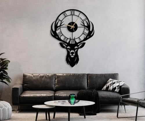 Image of Stylish Metal Analog Wall Clock for Living Room, Bedroom, Office, Kitchen, Home and Hall | Antique Fancy Big Size Modern Wall Watch for Home Decor (DA-182, 40CM), DA-182, Black
