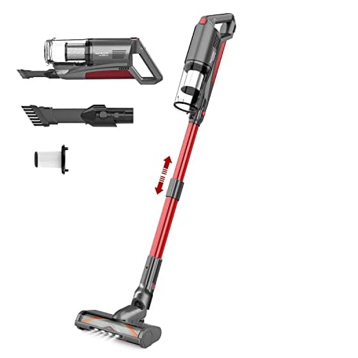 Whall® Cordless Vacuum Cleaner, Upgraded 25Kpa Suction 280W Brushless Motor 4 in 1 Cordless Stick Vacuum Cleaner, Lightweight Handheld Vacuum for Home Pet Hair Carpet Hard Floor, up to 55mins Runtime