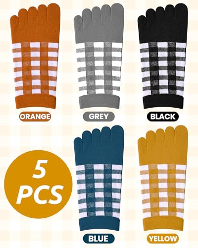 Image of Sintege 5 Pairs Stripe Toe Socks Women Colorful Finger Sock with Toes Separated Ankle Socks for Athletic Running Women Men