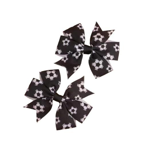 3Inch Hair Bows for Baby Girls?Back to School Pinwheel Bows Grosgrain Ribbon Toddler Bows Clips Hair Barrettes Accessories for Girls (2PCS Ball Hair Bows) (soccer)