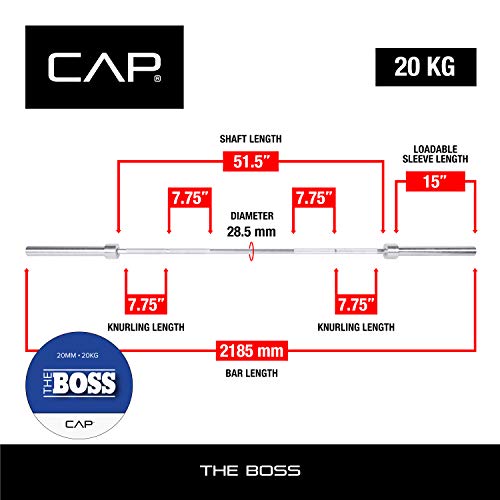Image of Cap Pro Series 7FT Olympic Barbell, Weightlifting Bar for Strength Training