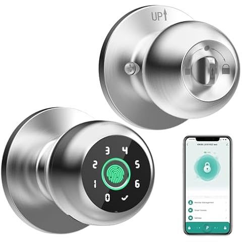 GHome Smart 4 in 1 Smart Fingerprint Door Knob with Keypad Smart Door Lock, Biometric Door Knobs & App Control, Keyless Door Lock for Room, Garage, Office, Apartment (Sliver) Cover