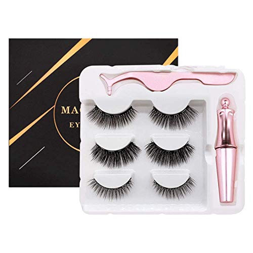 Color You Magnetic Eyelashes with Eyeliner, 2 Styles Reusable Magnetic false eyelashes Natural 3D Magnetic Eyelashes Kit With Tweezers Magnetic Liquid Eyeliner Lashes Kit Waterproof and No Glue Needed
