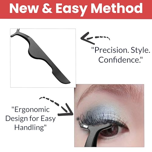 Image of TEMPERIA (2pcs) Fake Eyelashes Extension Applicator Makeup Accessories Tools - Creates Eye-Opening & Lifted Lashes - False Eyelash Curler for Women & Girls - Suitable for All Eye Shapes (HS318)