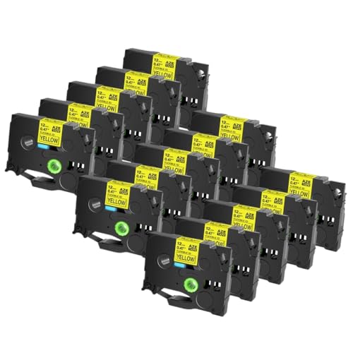15pk su Flexible ID Etichetta Funziona con TZE-FX 231 TZ 221 131 631 6-24 mm Etichette compatibili per i produttori di etichetteBlack on giallo bianco nero
