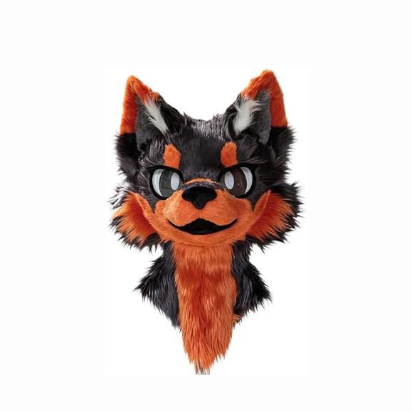 Maska na głowę Fursuit, kostium nakrycia głowy z futrzanym wilkiem