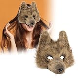 Realistischer Wolf für Halloween - 3D-Cosplay-Accessoire für unvergessliche Partys Kostümveranstaltungen (C, 27x25cm)