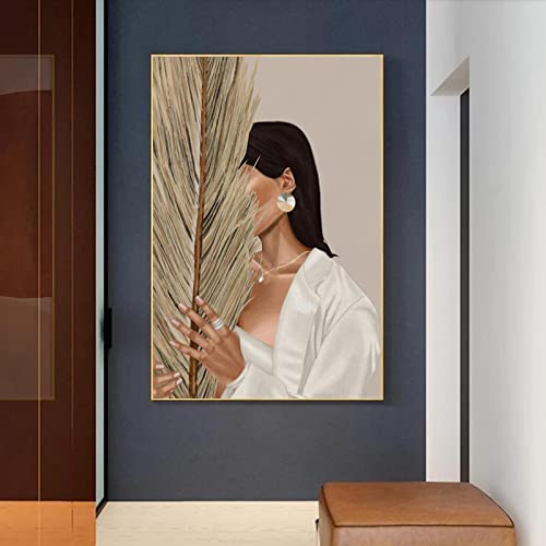 Toile art abstrait femme tableau moderne pour decoration interieure salon elegant
