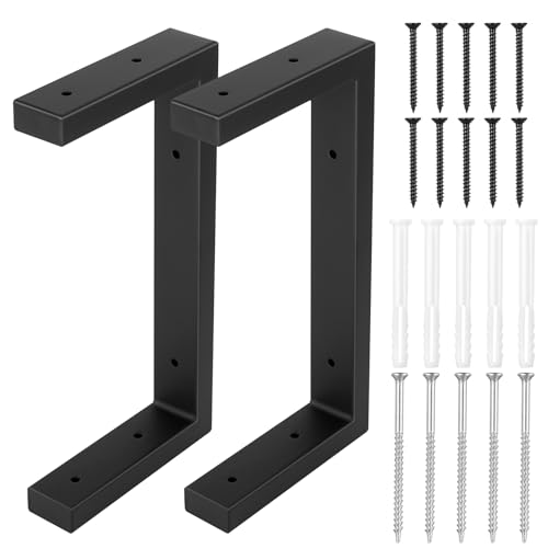 2 Stück Wandkonsole Waschtisch Regalhalterung Schwarz, Doppelte Halterung für Waschbecken Halterung, 30 cm Hohe Waschtischhalterung Schwarz, Wandhalterung Regalbrett für Waschtischplatte Unterbau