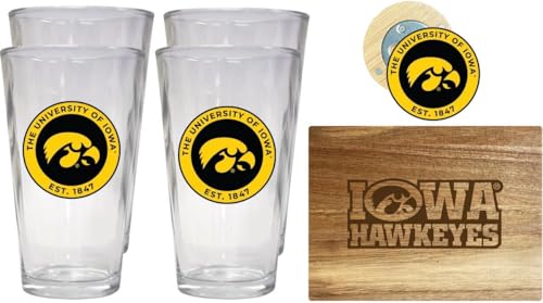 Pack de cocina oficial Iowa Hawkeyes con 4 vasos y tabla