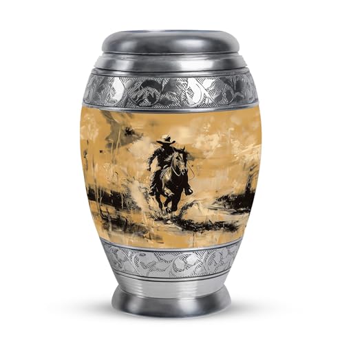 Image of Cowboy Urn for Ashes - Small Cremation Urn for Women, Mom - Funeral Keepsake (3 inch, Pack of 1)