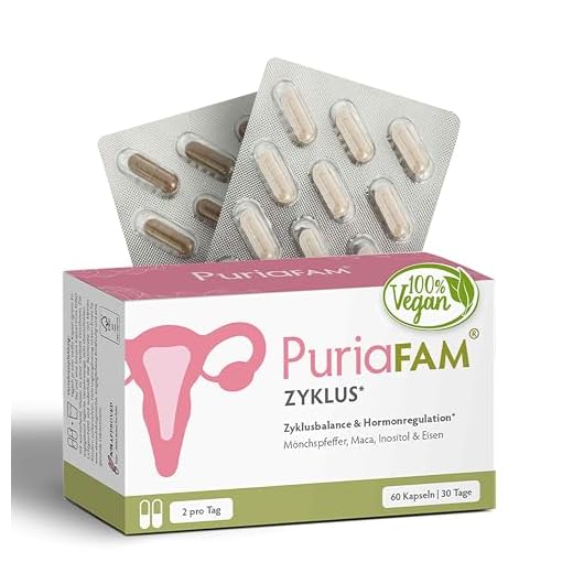 PURIAFAM® Zyklus Tabletten - 60 Kapseln - Maca, Mönchspfeffer, Shatavari, Inositol - Vegane Frauen Vitamine - Zyklus Balance