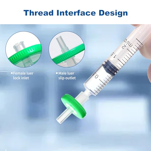 Image of Syringe Filters Hydrophobic Nylon Membrane 100PCS, 0.22um Pore Size,25mm Disc Diameter,HPLC and GC Needle Filter, Non-Sterile, High Throughput Lab Filtration, Barreled Packed