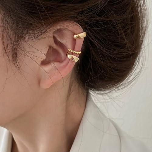 Image of Ear Cuffs Non Piercing 14K Gold Plated Ear Cuff Earrings for Women Trendy Clip on Cartilage Earring Stacks Non Pierced Adjustable Fake Earrings Set Jewelry Christmas Gift 2026 Stocking Stuffers