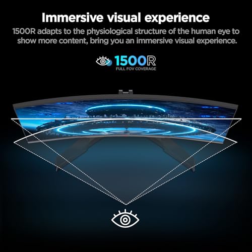KOORUI 24'' Ecran PC Gamer Incurvé, 180Hz 1ms FHD PC Moniteur Gaming 1500R, Adaptive Sync VESA 100x100mm, Inclinaison réglable, HDMI2.0/DP1.2 – Image 3