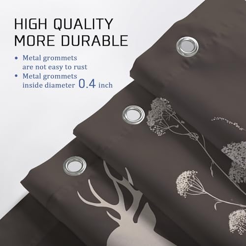 Rideau de douche extra long 183x243 cm en polyester imperméable motif cerf rustique