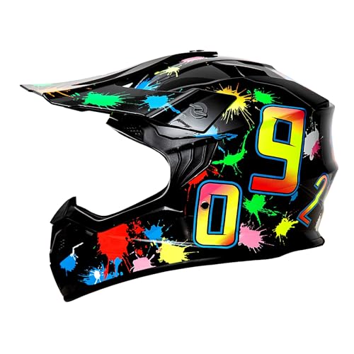 Downhill Motorradhelm Kinder, ECE22.06 Zertifiziert, Jugend Motorradhelme, MTB Helm Fullface Kinder, Motocross Helm Crosshelm Motorrad ATV MTB Dirt Bike Enduro Quad Helm(M)