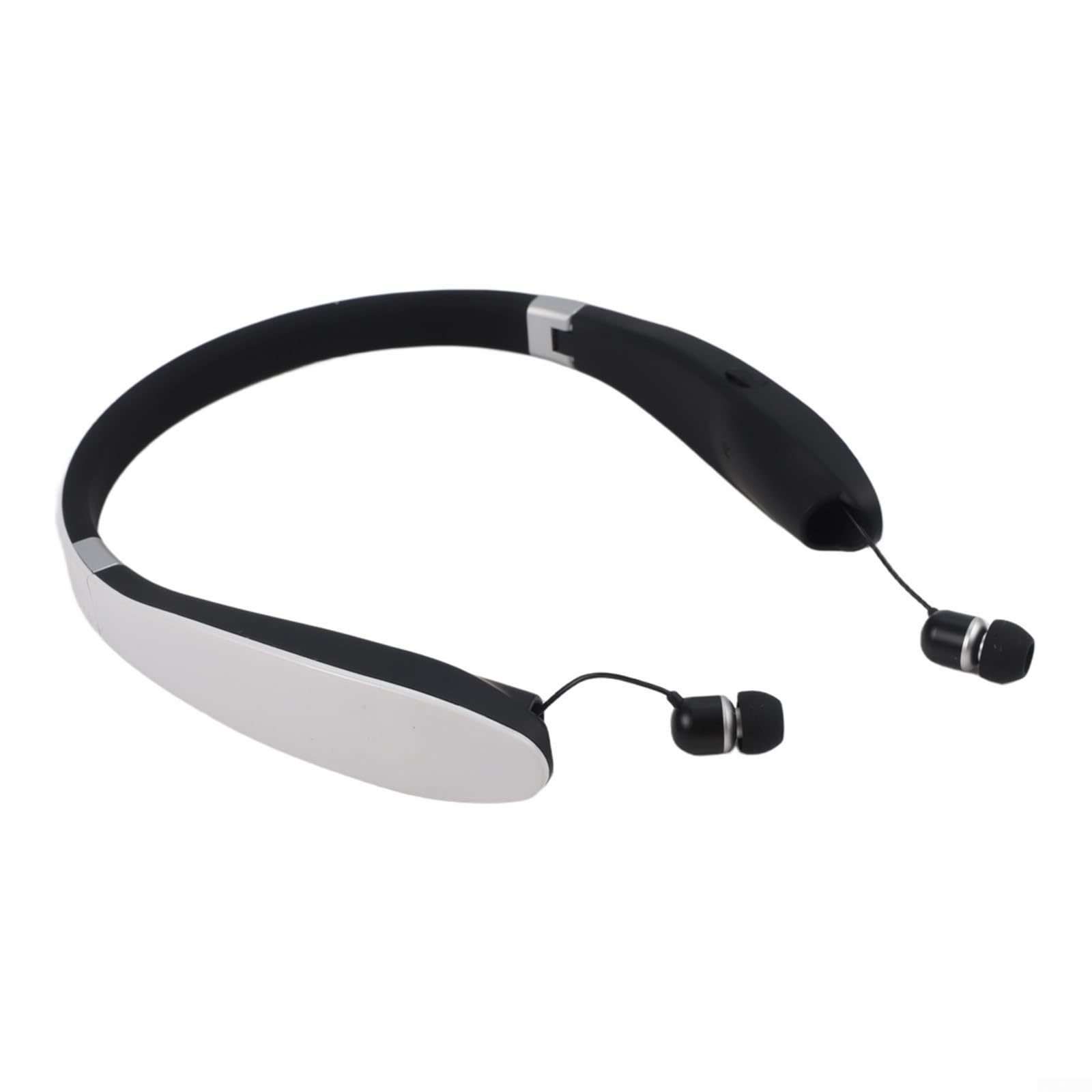 Auricolari sportivi wireless con archetto da collo, struttura pieghevole, riduzione delle chiamate, per jogging, ciclismo, attività all'aperto, impermeabili (bianco)