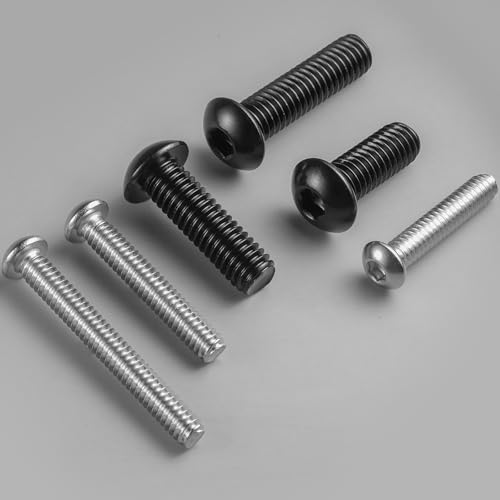 Image of 1 /4-20 x 3 /4 Inch Button Head Socket Cap Bolts Screws,304 Stainless Steel 18-8,Fully Threaded,Black Zinc Plated,with Hex Spanner(100Pcs)