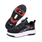 Roller Skate Shoes with 4 Detachable Wheels Kids Skateboarding Shoes Slip in Roller Sneakers for Girls Boys...