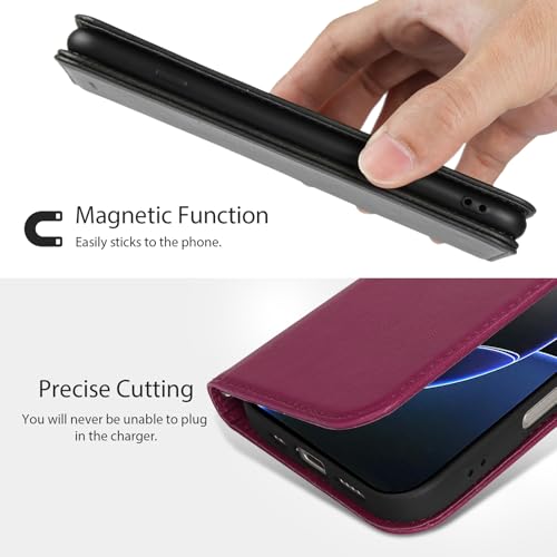 Jaorty for iPhone 16 Pro 5G Phone Case Wallet with Strap,6.3",Dark Red - image 4