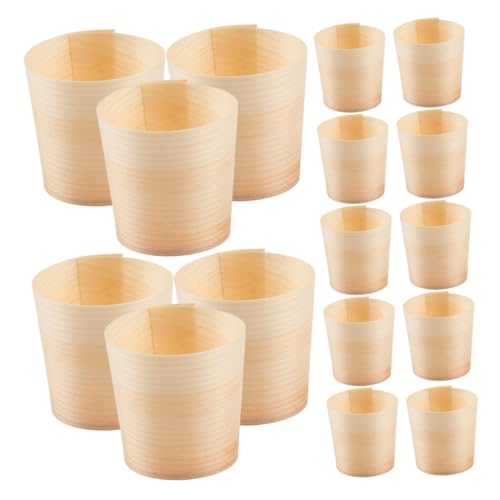 Hoement 50 Recipientes De Madera Rosa para Fiestas Vasos para Fiestas con Postres Aperitivos Tazas De Madera Desechables Tazas De Café Beige