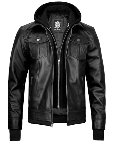 Decrum Leather Jacket Men - Real Lambskin Hooded Leather Jackets For Men4