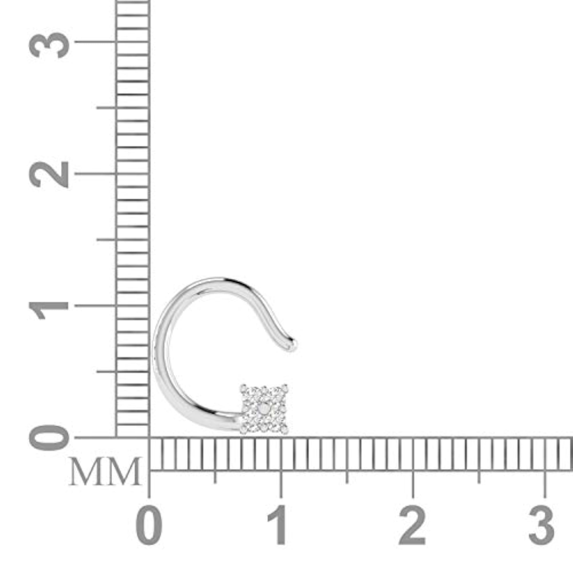 Women's 18KT White Gold and Diamond Nose Ring, Elegant