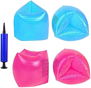 HMM 2 Pairs Inflatable Swimming Armbands Float Swimming Wings for Children and Adults (Blue and Pink)
