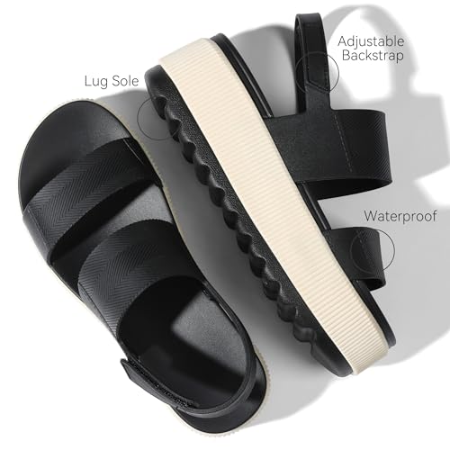 Image of Lovee Cosee Platform Water Sandals for Women Chunky Wedge Lug Sole Comfortable Waterproof Summer Walking Beach Shoes