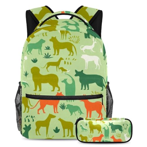 Sac à dos école solide motif animal vert pour éviter le bazar