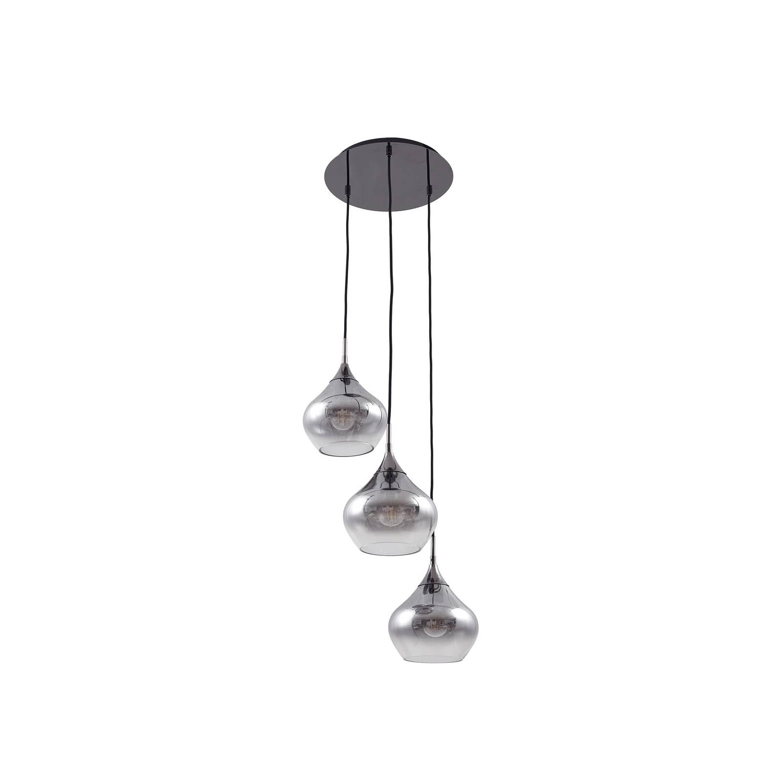 Lucande Suspension en verre Jarven à intensité variable (Moderne) Gris Verre e. a. pour Salon & Salle manger (à 3 lampes, E27) Luminaire Lampe plafond Plafonnier