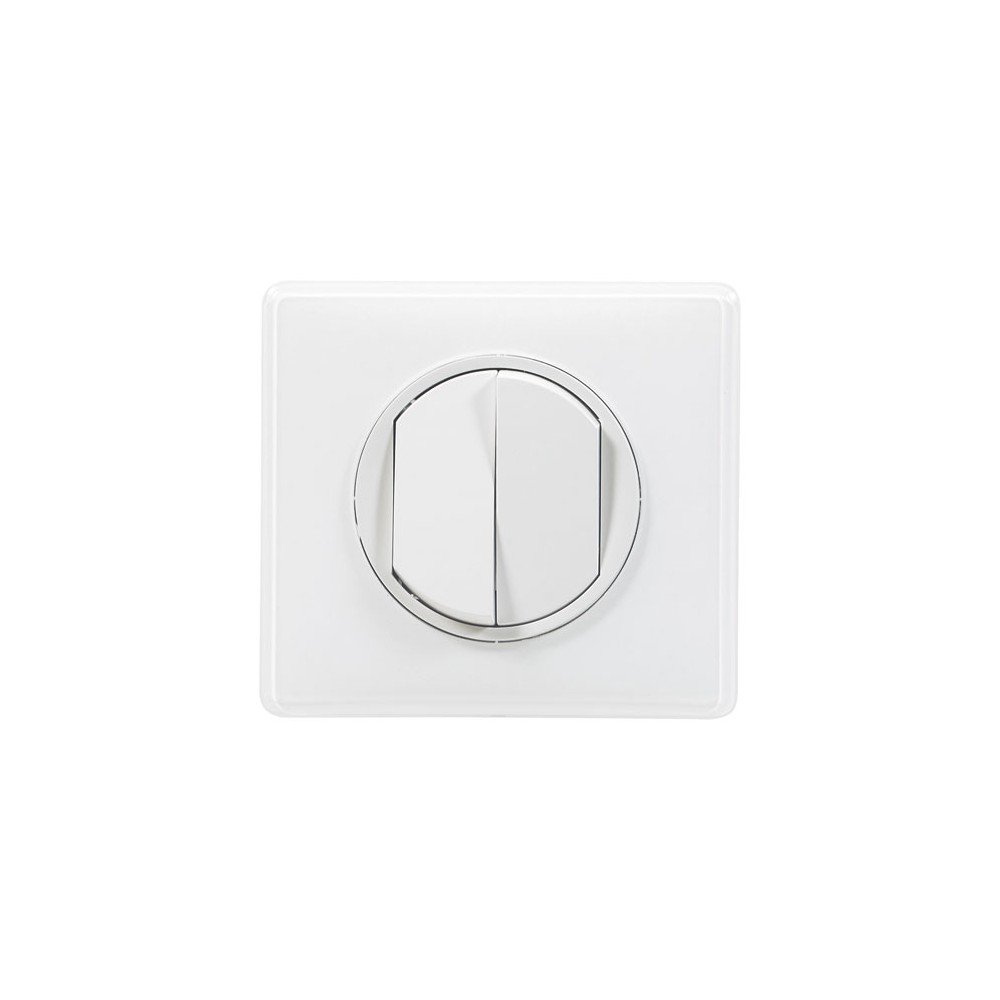 Legrand - Double interrupteur ou va-et-vient avec plaque Céliane Soft - Blanc
