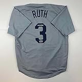 Facsimile Autographed Babe Ruth New York Grey Reprint Laser Auto Baseball Jersey Size Men's XL