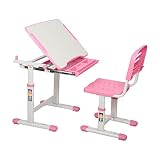 Diroan Kids Multifunctional Desk and Chair Set, Height Adjustable Children School Study Desk with Ti