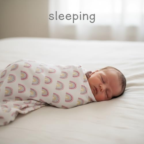 Image of Ramede 6 Set Baby Swaddle Blanket and Hat, 100% Cotton Newborn Receiving Blanket Wrap with Headband, 31.5 inch Soft, Breathable for Girl Boy Nursery Sleep Cradle Sheet Breastfeed Cover(Rainbow,Cute Color)