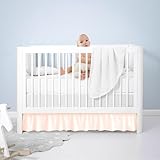 Dee's Collection Ruffled Crib Bed Skirt Standard - 52x28 Inch Nursery Toddler Ruffle Bedding Skirt 14' Deep Drop for Baby Girls, Boys, Soft and Breathable Microfiber Crib Bed Skirt Peach