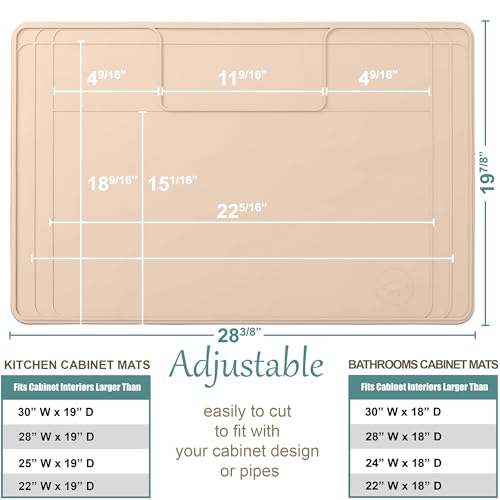 Image of The Original Under Sink Mat - Silicone Waterproof mat, Trimmable, Easy to Clean, Kitchen cabinet liner, Under sink protector mats, Drip Tray with Lip - 28 inch x 19 inch or smaller