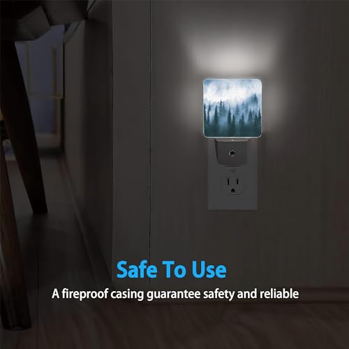 Image of Misty Forest Night Light,Nature Landscape Night Lights Plug into Wall for Boys Girls, Led Lamp for Stairway /Hallway /Bedroom 0.5W Nightlight Sleep Friendly