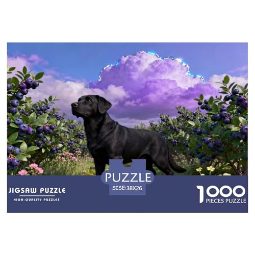 1000 Teile Labrador Retriever Puzzle – Für Erwachsene, Konzentrationsübung, Logikspiel Heidelbeersträucher Puzzle, Dekoration, Einzigartiges Geschenk 38x26cm/1000pcs